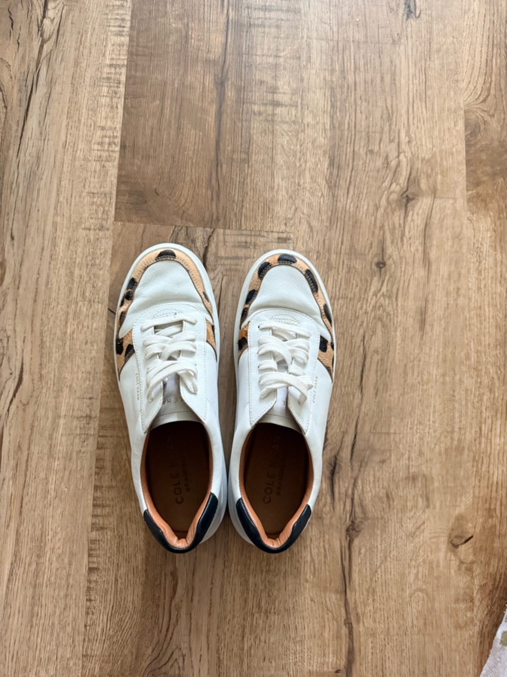 Cole Haan White Sneakers with Leopard Trim